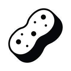 Handy glyph style icon of soapy cleaning sponge