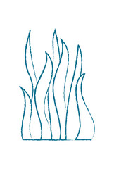 Aquatic seaweed sketch. Underwater plant doodle. Marine flora, graphic texture, flat style, potential usage in aquatic themes or educational materials.