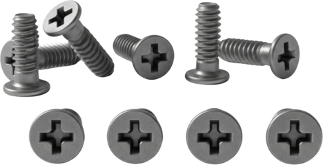 Silver Metal Screws With Phillips Cross Head Various Perspectives Isolated Transparent Background Transparent Background