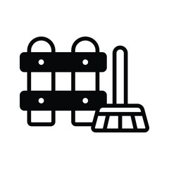Handy glyph style icon of tall fence cleaning