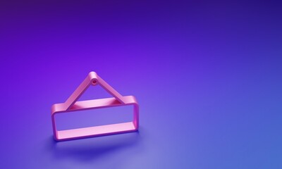 Pink Signboard hanging icon isolated on purple-blue background. Suitable for advertisements bar, cafe, pub, restaurant. Minimalism concept. 3D render illustration