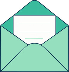 Thank you card in green envelope with folded letter visible