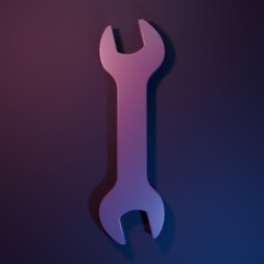 Purple Wrench icon isolated on purple-blue background. Spanner repair tool. Service tool symbol....