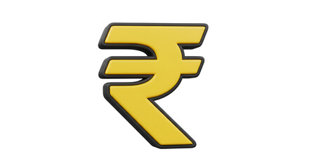 3D rendering of the Indian Rupee Symbol on a Clean White Background