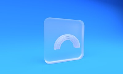 Frosted glass Rainbow icon isolated on blue background. Square frosted glass button. 3D render illustration