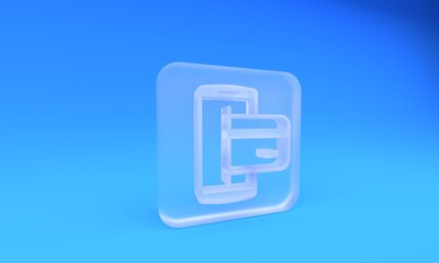 Frosted glass NFC Payment icon isolated on blue background. Mobile payment. NFC smartphone concept. Transfer icon. Square frosted glass button. 3D render illustration
