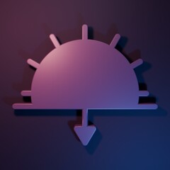 Purple Sunset icon isolated on purple-blue background. Minimalism concept. 3D render illustration