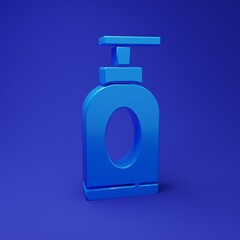 Blue Cream or lotion cosmetic tube icon isolated on blue background. Body care products for men. Minimalism concept. 3D render illustration