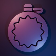 Purple Canteen water bottle icon isolated on purple-blue background. Tourist flask icon. Jar of water use in the campaign. Minimalism concept. 3D render illustration