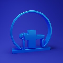 Blue Montreal Biosphere icon isolated on blue background. Minimalism concept. 3D render illustration