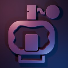 Purple Aftershave icon isolated on purple-blue background. Cologne spray icon. Male perfume bottle. Minimalism concept. 3D render illustration