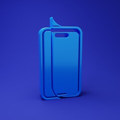 Blue Glass screen protector for smartphone icon isolated on blue background. Protective film for...