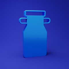 Blue Can container for milk icon isolated on blue background. Minimalism concept. 3D render illustration