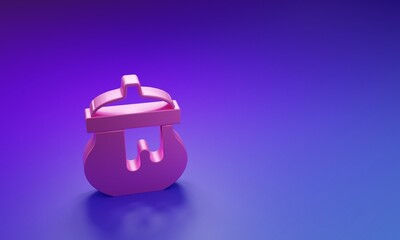 Pink Jar of honey icon isolated on purple-blue background. Food bank. Sweet natural food symbol. Minimalism concept. 3D render illustration
