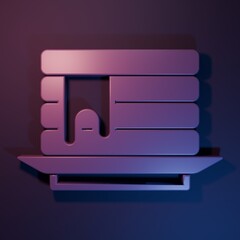 Purple Stack of pancakes with honey icon isolated on purple-blue background. Breakfast concept. Minimalism concept. 3D render illustration