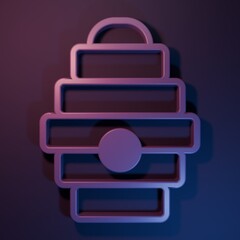 Purple Hive for bees icon isolated on purple-blue background. Beehive symbol. Apiary and beekeeping. Sweet natural food. Minimalism concept. 3D render illustration