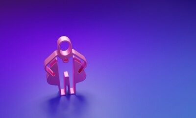 Pink Head hunting icon isolated on purple-blue background. Business target or Employment sign. Human resource and recruitment for business. Minimalism concept. 3D render illustration
