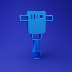 Blue Construction jackhammer icon isolated on blue background. Minimalism concept. 3D render illustration