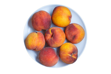 Fresh real peaches on white plate png file