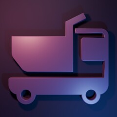 Purple Toy truck icon isolated on purple-blue background. Minimalism concept. 3D render illustration