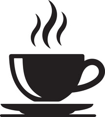 Coffee cup with steam beverage drink cafe shop silhouette vector