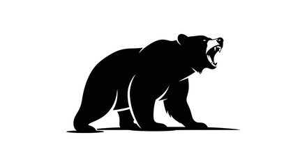Obraz premium Roaring Bear Silhouette - Vector Wildlife Stock Photo Icon