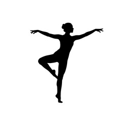 Woman in Dancer Pose Silhouette - Vector Yoga and Balance Icon