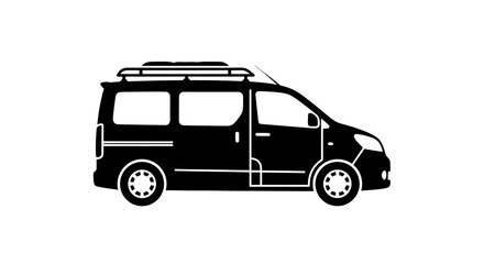 Passenger Van with Roof Rack Silhouette - Vector Family Travel Icon