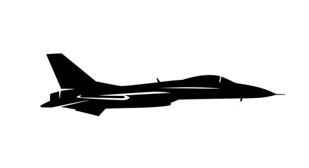 Military Fighter Jet Silhouette in Sleek Side Profile