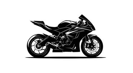 Obraz premium Sport Bike Silhouette in Aggressive Racing Stance