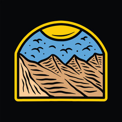 Mountain Wildlife Vintage Emblem Sticker Vector Design Outdoor Vector