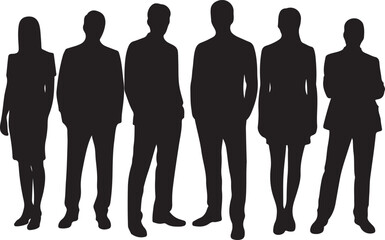 Vector characters - silhouettes. Unrecognizable portraits of women and men. Group of people