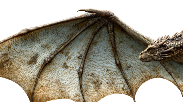 Detailed Dragon Wing Closeup Fantasy Creature, Scaled Skin, Powerful Flight