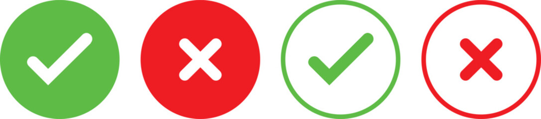 Check tick mark icon set.tick sign accept select confirm correct agree animated. successful symbol, tick mark.Check marks indicate approval. X marks indicate rejection. Simple symbols for yes and no.