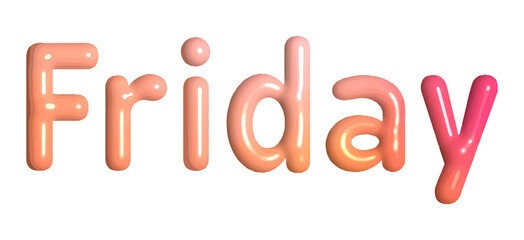 Friday 3D Text in Cute Colorful Font