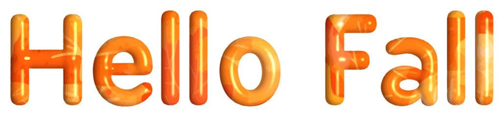 Hello Fall 3D Text in Cute Autumn Color Font