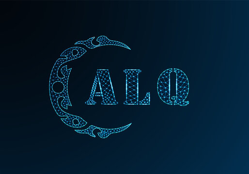 Low poly letter logo ALQ design. ALQ letter logo low poly vector design on blue color gradient background. ALQ logo low poly design