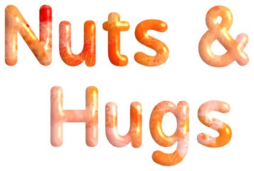 Nuts and Hugs 3D Text in Cute Autumn Color Font