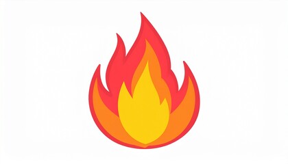A simple illustration of a stylized flame burning brightly against a white background.
