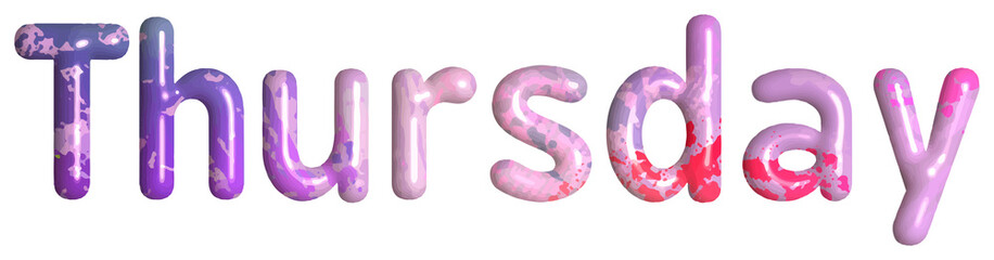 Thursday 3D Text in Cute Colorful Font