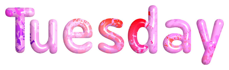 Tuesday 3D Text in Cute Colorful Font