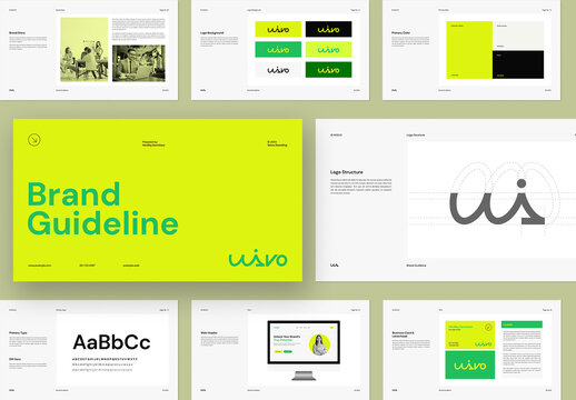 Modern and Clean Brand Guidelines Presentation Template with Green Accent