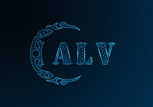 Low poly letter logo ALV design. ALV letter logo low poly vector design on blue color gradient background. ALV logo low poly design