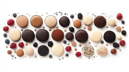 Assorted Chocolate Treats and Berries in a Colorful Arrangement