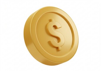 A single gold coin with a dollar sign on a white background.