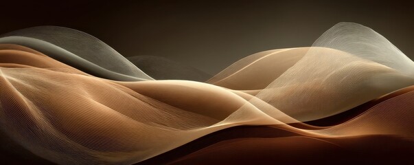 Abstract wave design in soft beige and brown tones with subtle texture