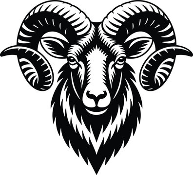 Ram Head Icon &ndash; Wild Animal Horns Vector Design