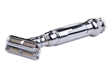 Chrome Safety Razor Close Up Shaving Tool Traditional Grooming Silver Metal Barber Shop Classic