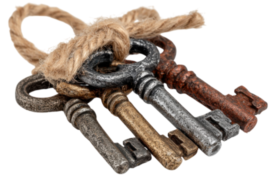 Ancient Keys Bundle Old Rusty and Forged A Rustic Still Life of Vintage Keyrings House Hold Relics
