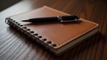 lather notebook and pen